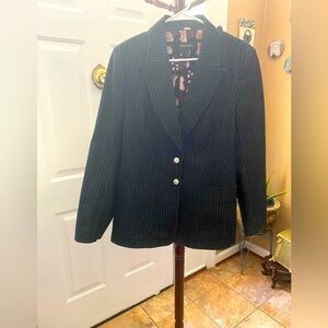 Vintage ESCADA DENIM PINSTRIPE BLAZER SIZE 42 (L)